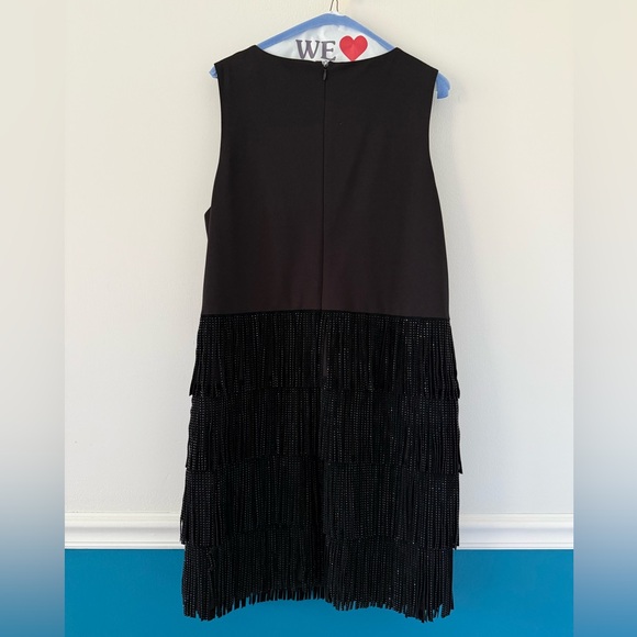 DKNY Women’s Black Fringe Dress with Tiered Design - Picture 5 of 9